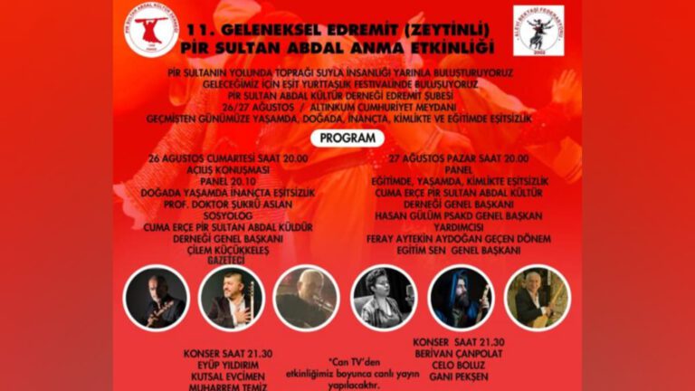 11. Edremit Pir Sultan Abdal Anma Etkinliği 26-27 Ağustos’ta yapılacak