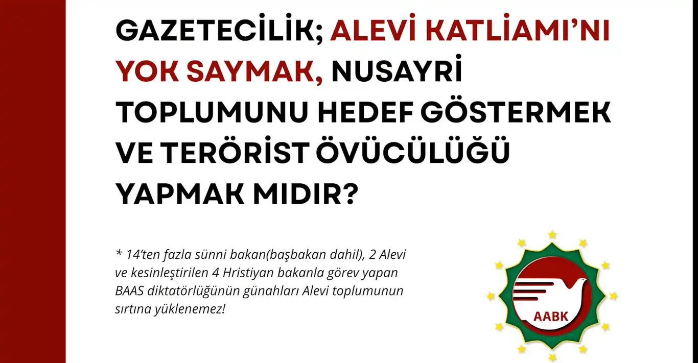 AABK: Nusayri Toplumuna Yönelik Suçlamalar Kabul Edilemez!