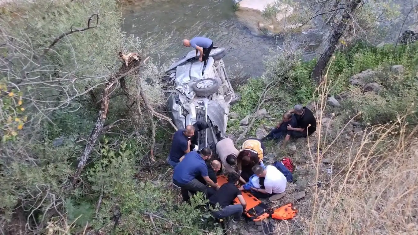 Dersim'de otomobil Pülümür Çayı'na düştü, 5 kişi yaralandı