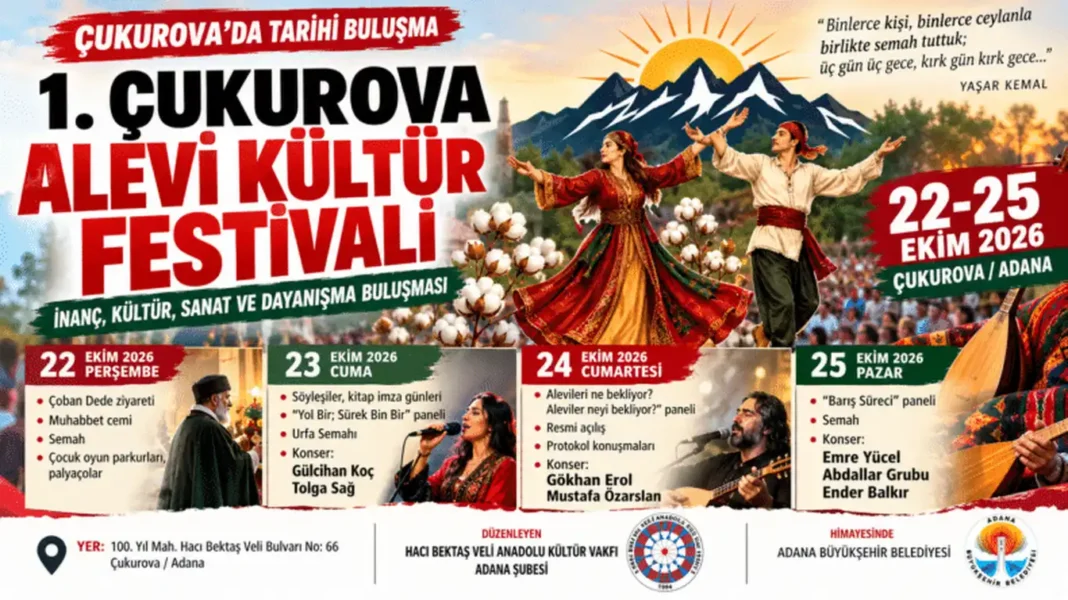 1. Çukurova Alevi Kültür Festivali 22-25 Ekim'de Gerçekleştirilecek